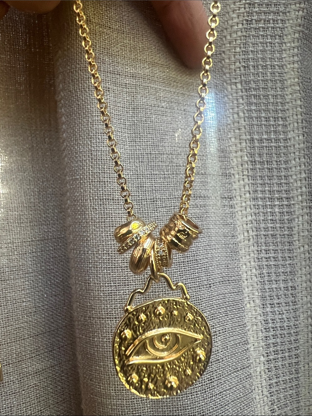 Anthropologie Serafina Gold Eye Charm Pendant Necklace - Women Jewelry